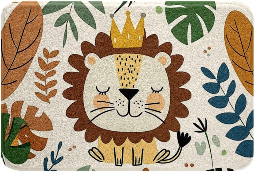 Manfei Cartoon Lion Kids Bath Mat 16x24 Inches