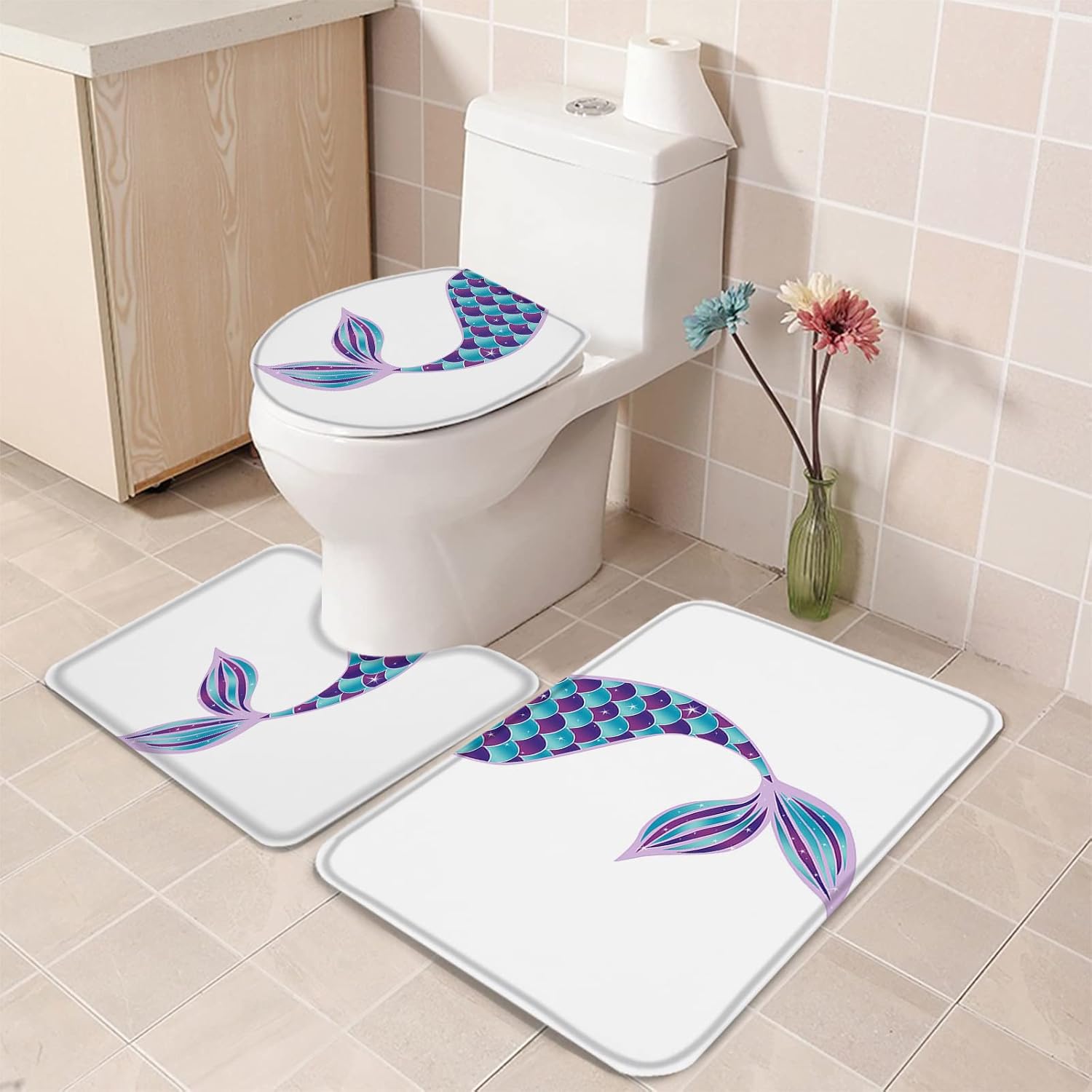 YESOF66 3 Piece Bathroom Rug Set with Non-Slip Design 1