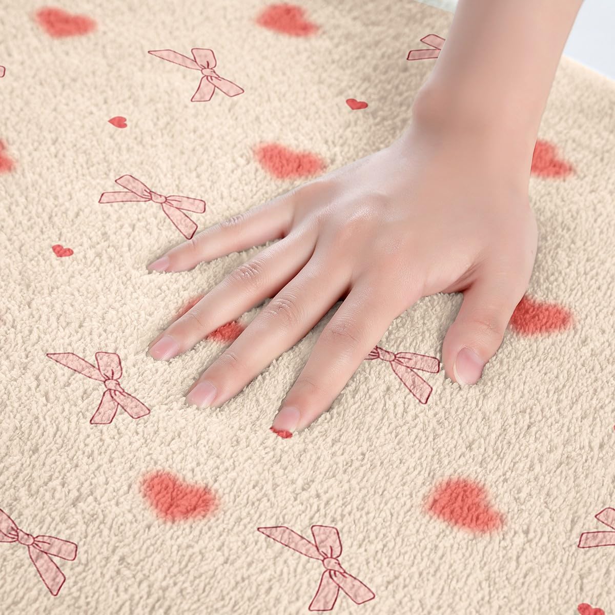 Jejeloiu Bow Bath Mats 16x24 Kids Kawaii Bow Rugs Pink Heart