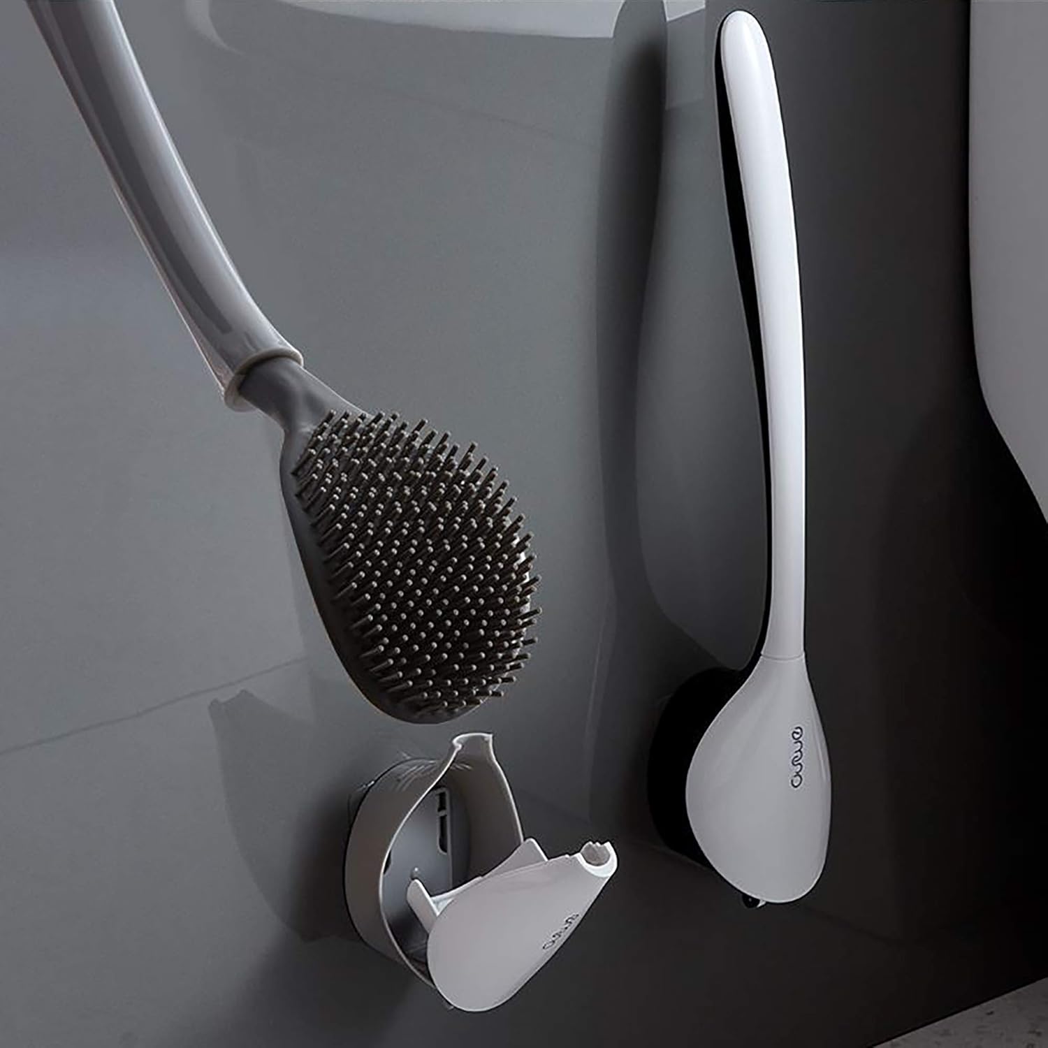 Xuanmuque Silicone Toilet Brush with Holder - Black