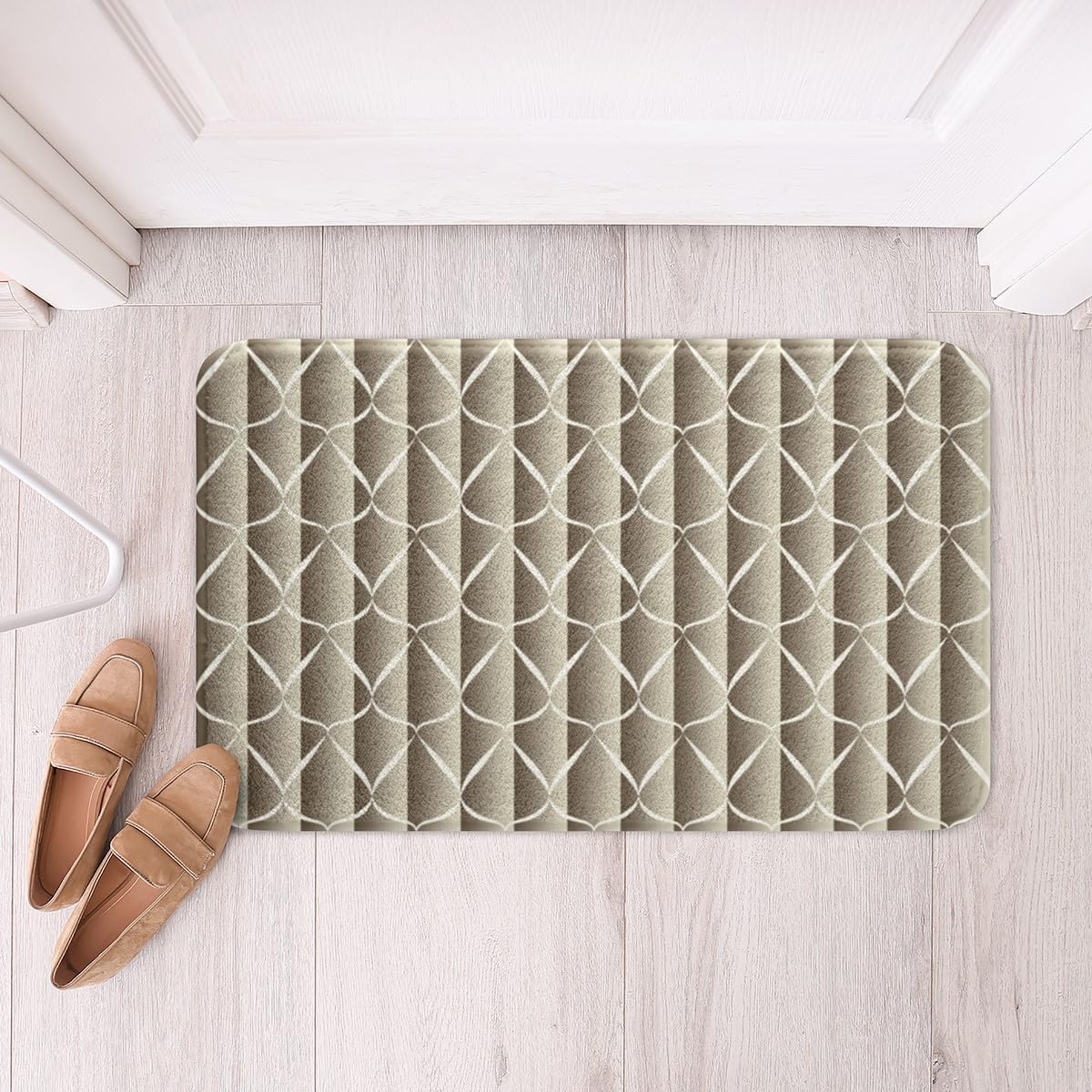 Erosebridal Cream Beige Striped Bath Mat 16x24 1