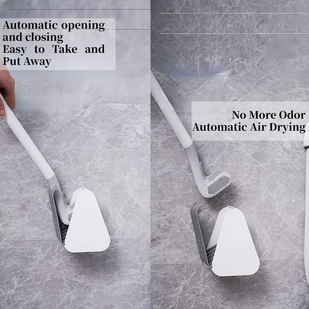 MASTERDUAN Toilet Brush and Holder Set with Flexible Silicone Bristles