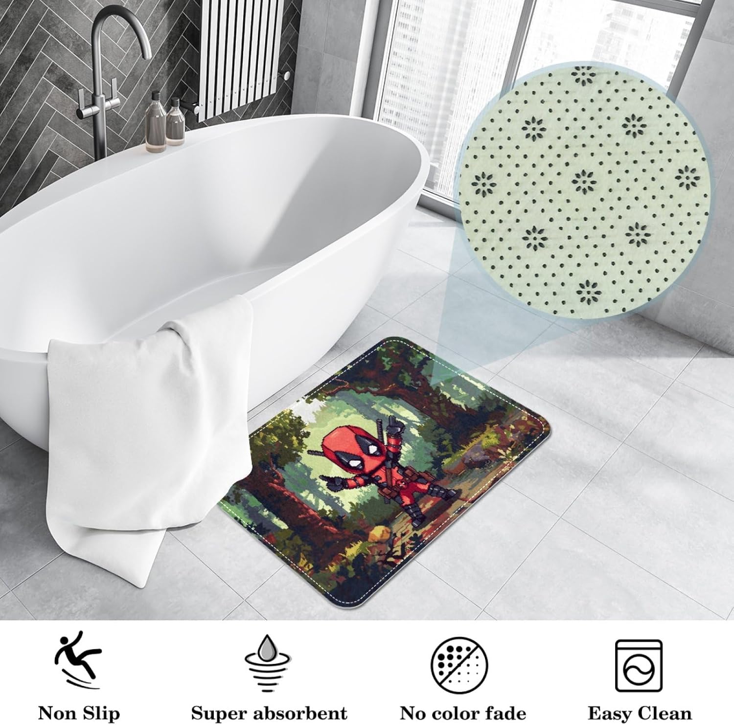 CMJSGG Deadpool Chair Rug - 60x40cm Machine Washable