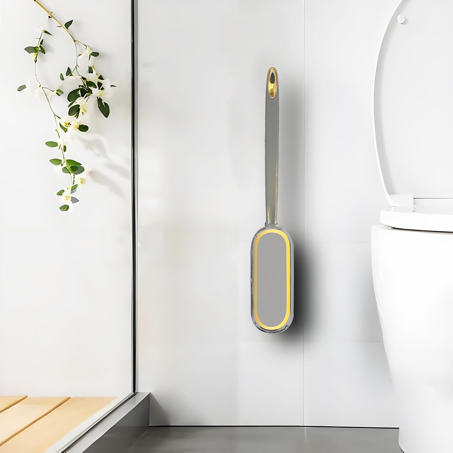 NEWBOVIK Under-Rim Toilet Brush with Holder Set