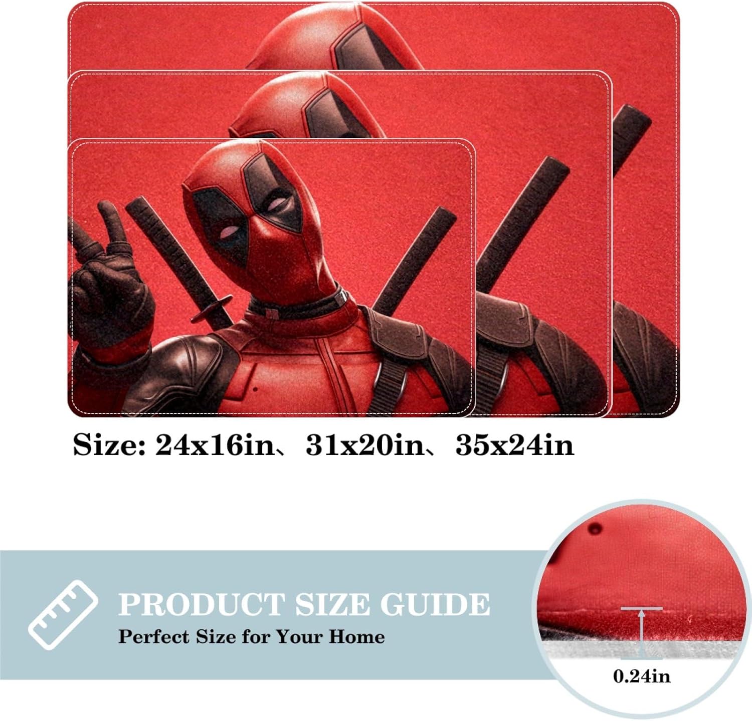 Deadpool Door Carpet Bath Rug 60x40cm