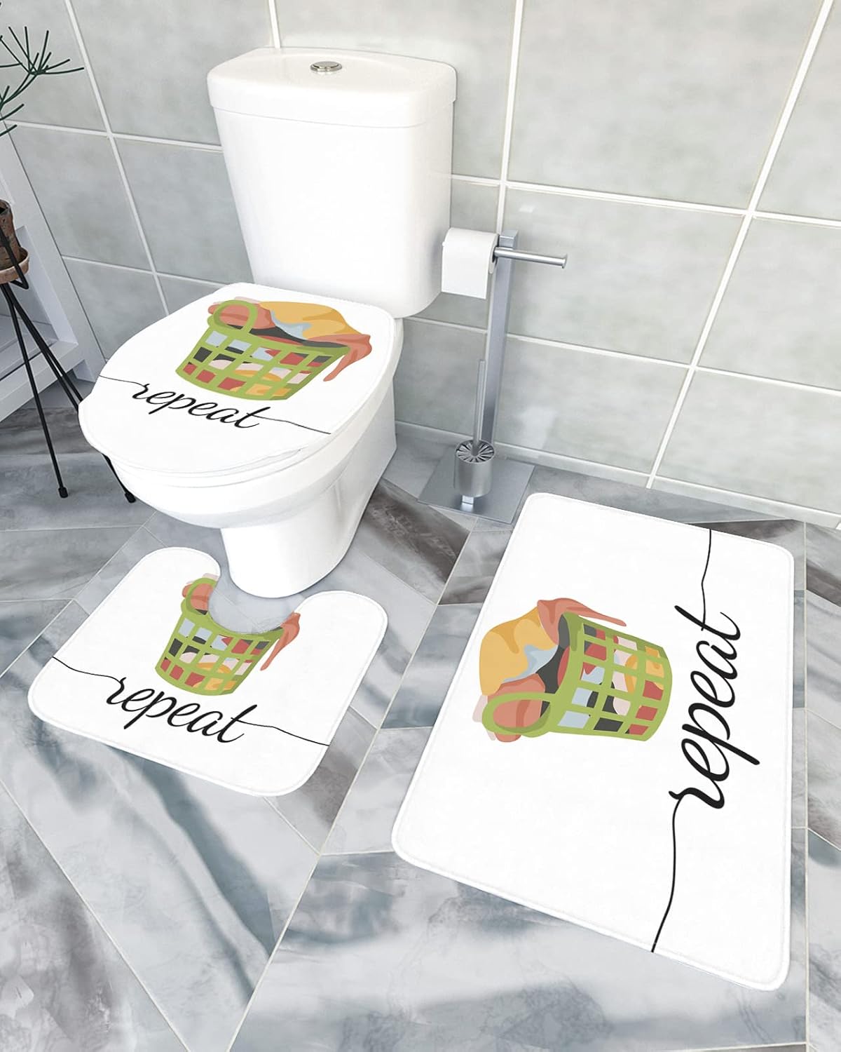 YESOF66 3-Piece Bathroom Rug Set with Non-Slip Design