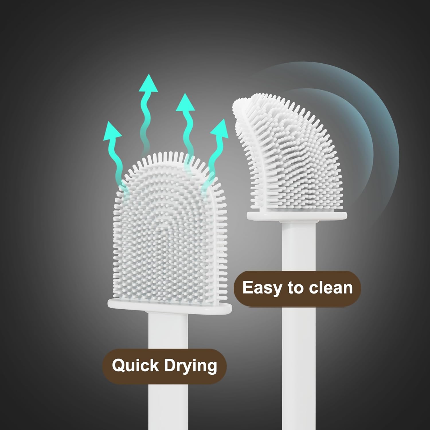 HygieX Silicone Toilet Brush Set with Holder