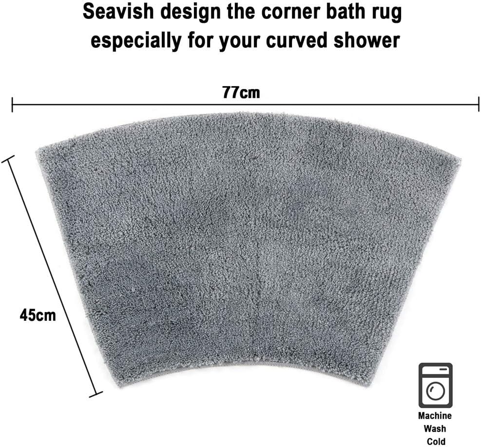 Seavish Luxury Grey Shag Curved Bath Rug
