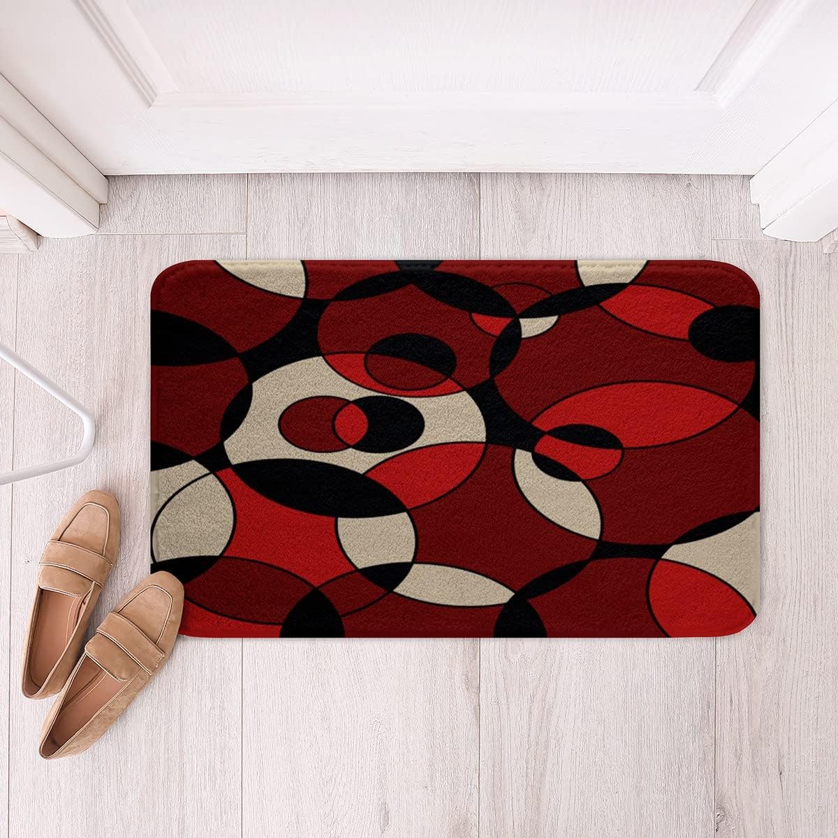 Geometric Circle Bath Rug - Non Slip Shaggy 24x16 Inch