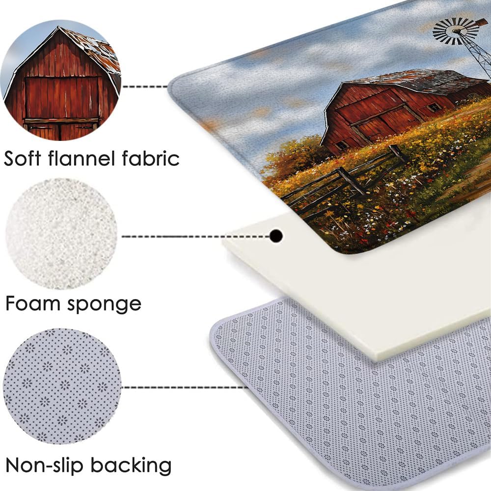 Vintage Red Barn Farmhouse Memory Foam Bath Mat 24x157