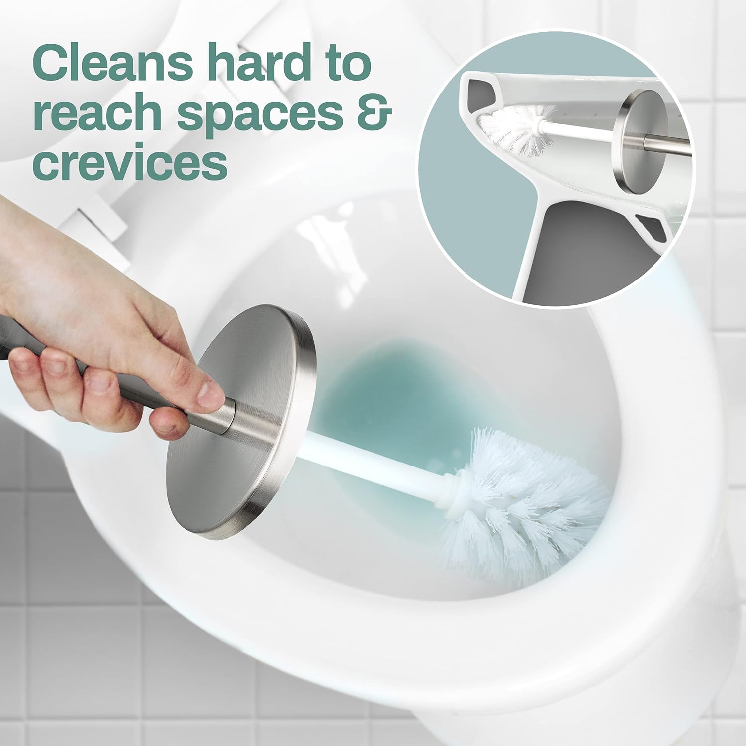 Home Intuition Modern Brushed Stainless Steel Toilet Brush Holder Set 2 Pack