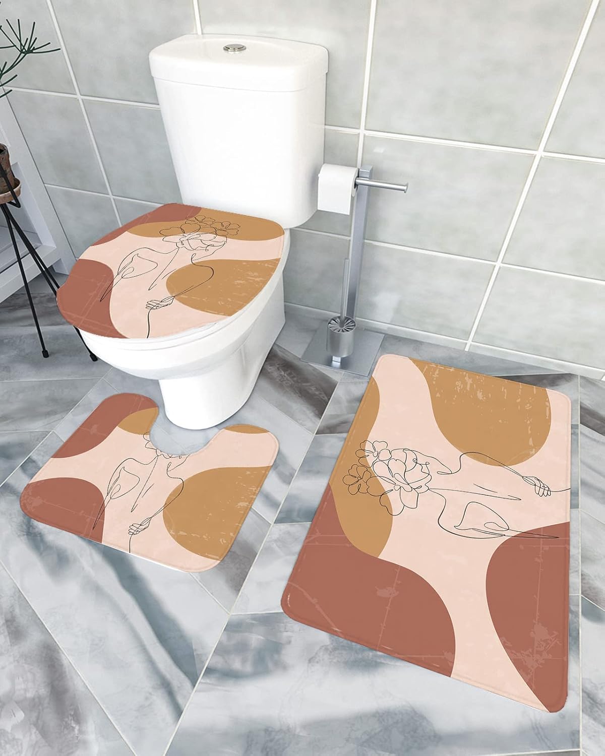 YESOF66 3 Piece Bathroom Rug Set with Non-Slip Mats 1