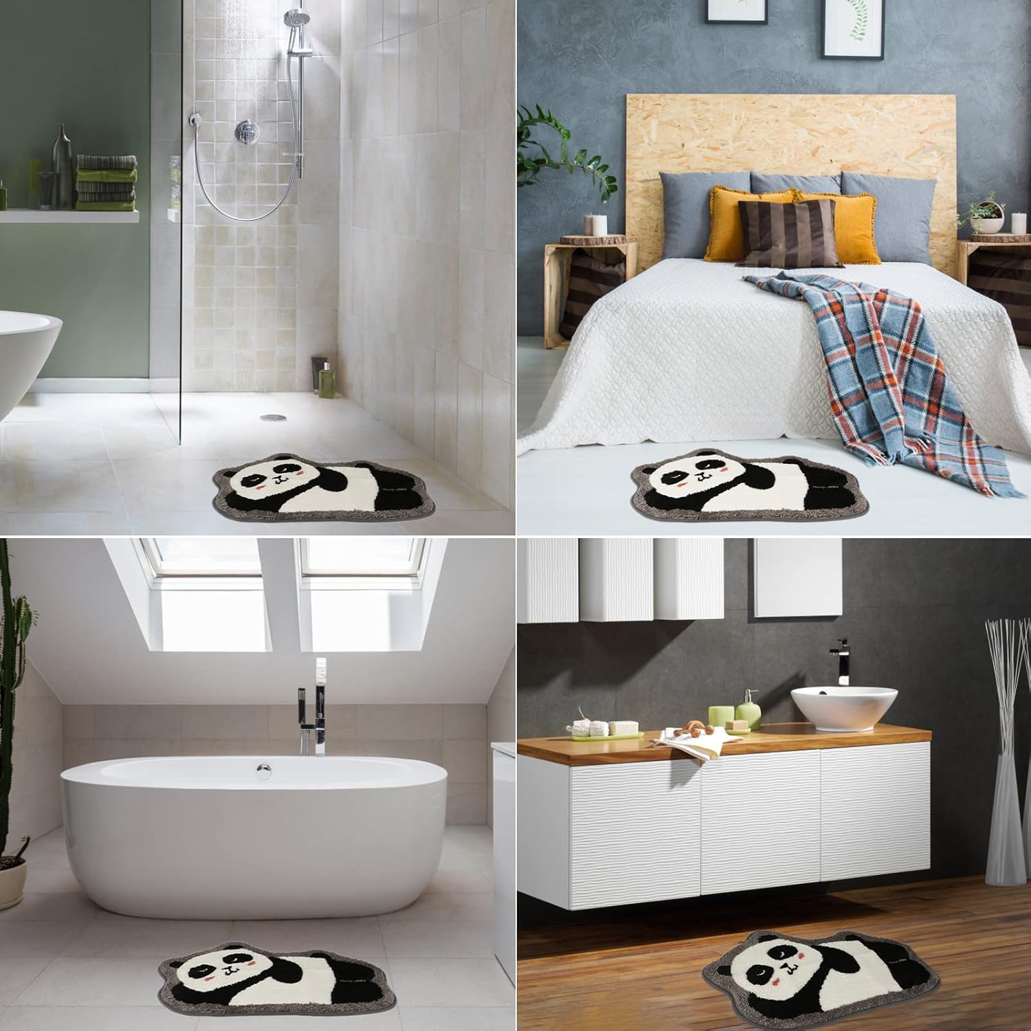 Ankah Panda Cartoon Shower Mat - Non-Slip Durable