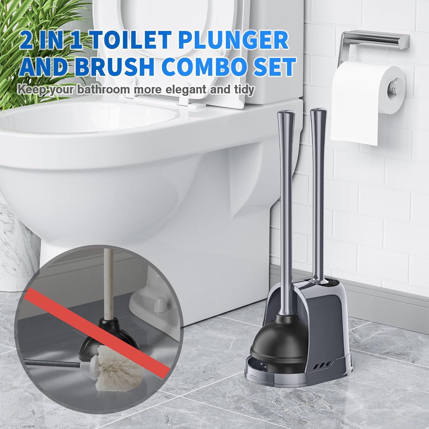 LOVLOY 2-in-1 Toilet Plunger and Brush Set