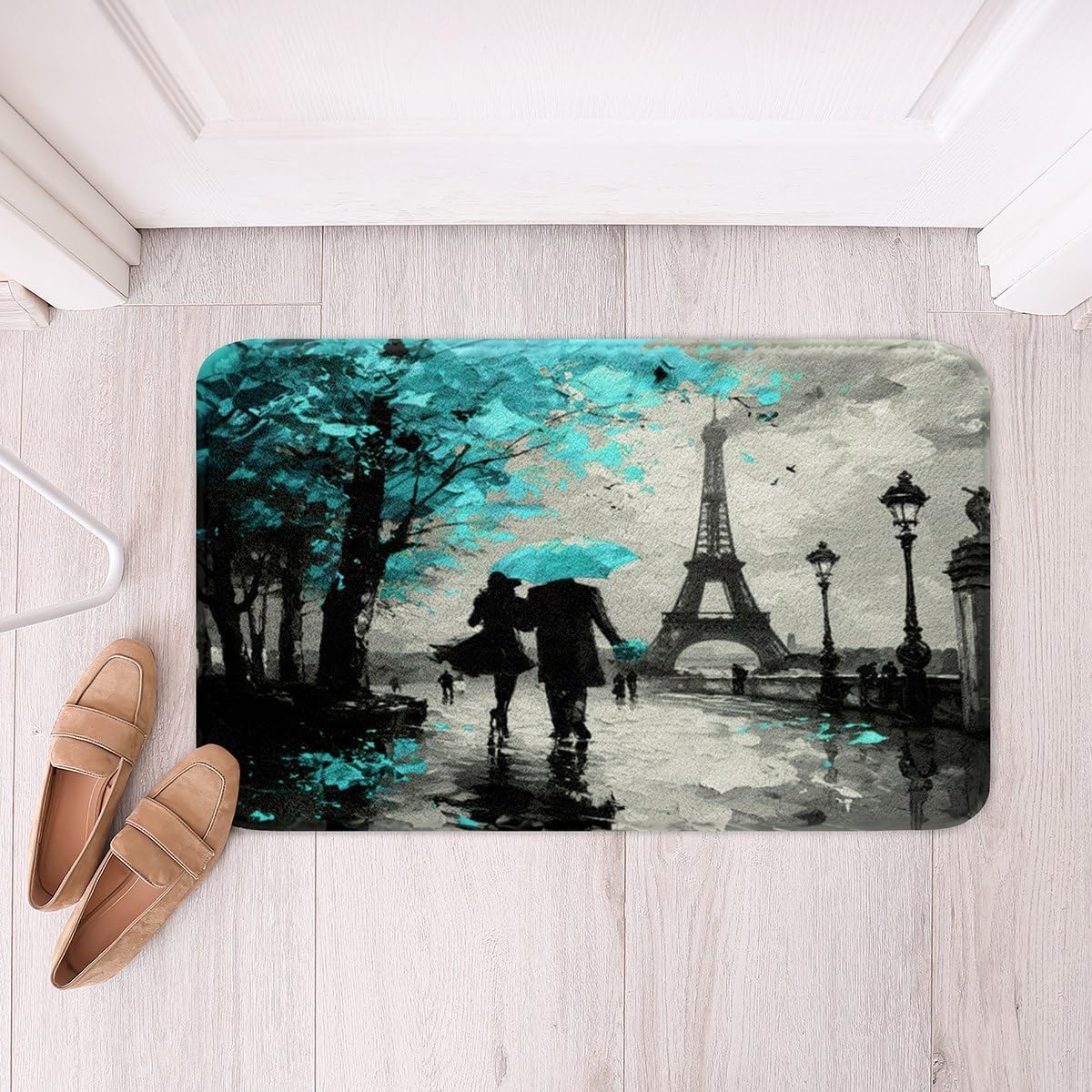 Jejeloiu Eiffel Tower Bath Rugs 20x32 Inch Romantic Paris Design