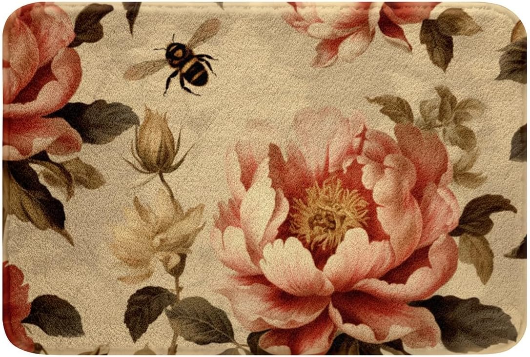 Erosebridal Girls Pink Floral Bath Mat 16x24 1