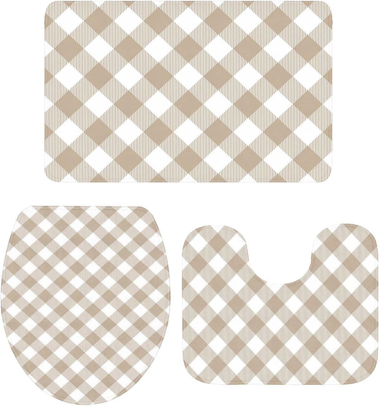 YESOF66 3 Piece Bathroom Rug Set with Non-Slip Padding 1