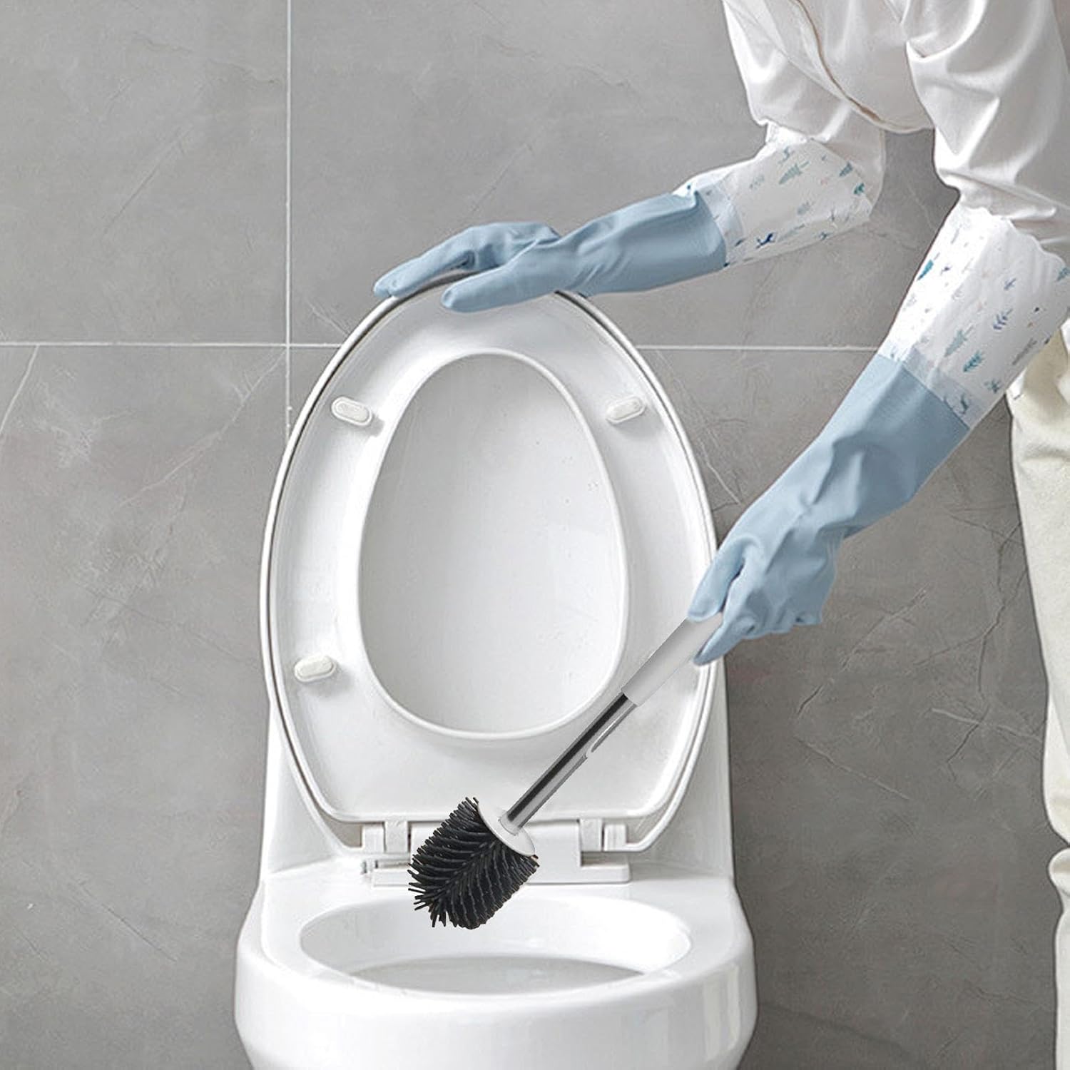 Nkmujil Toilet Brush Holder Set - Drip-Free Slip-Resistant