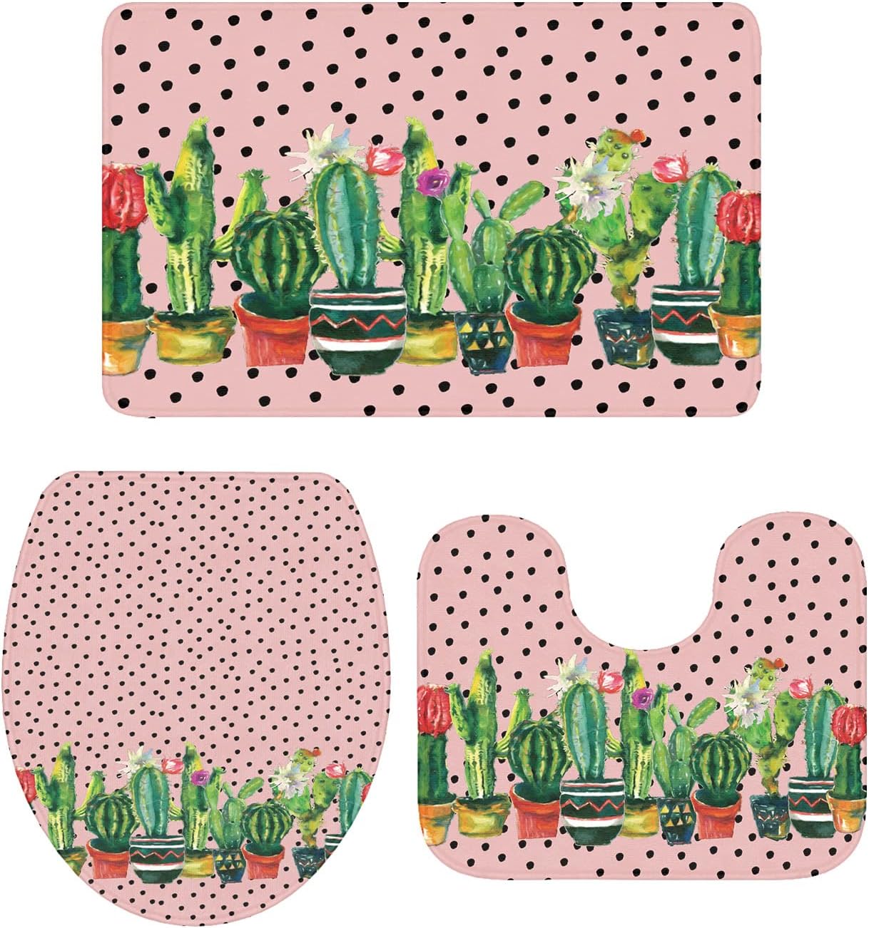 YESOF66 3 Piece Bathroom Rug Set with Non-Slip Dots