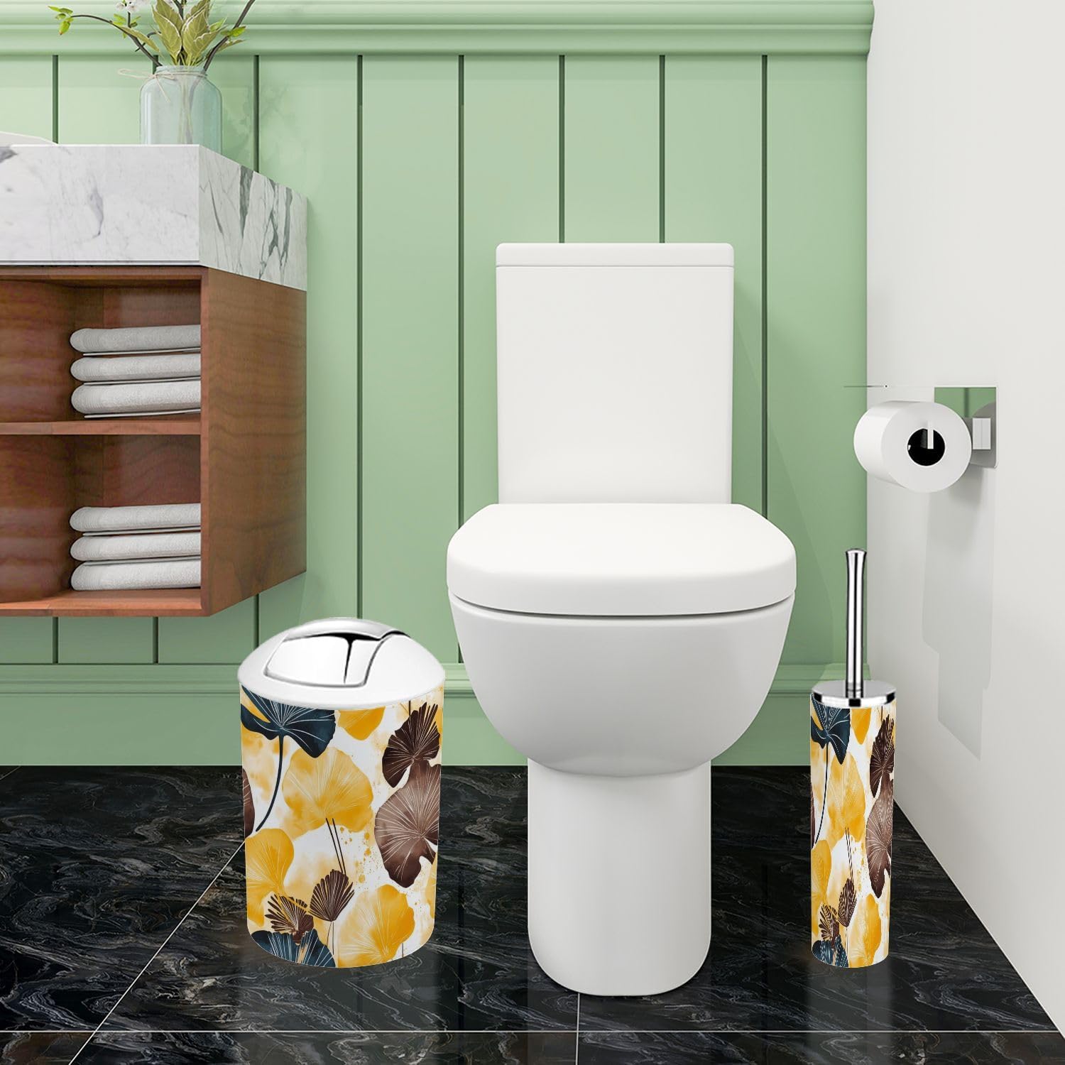 Boho Ginkgo Biloba Bathroom Accessory Set 6 Piece