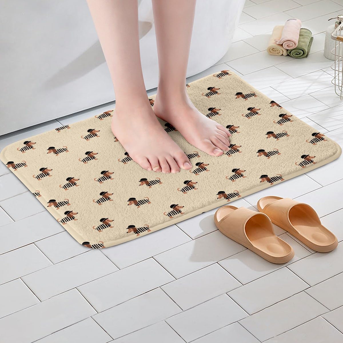 Jejeloiu Dachshund Zebra Bath Rug 16x24 Inch