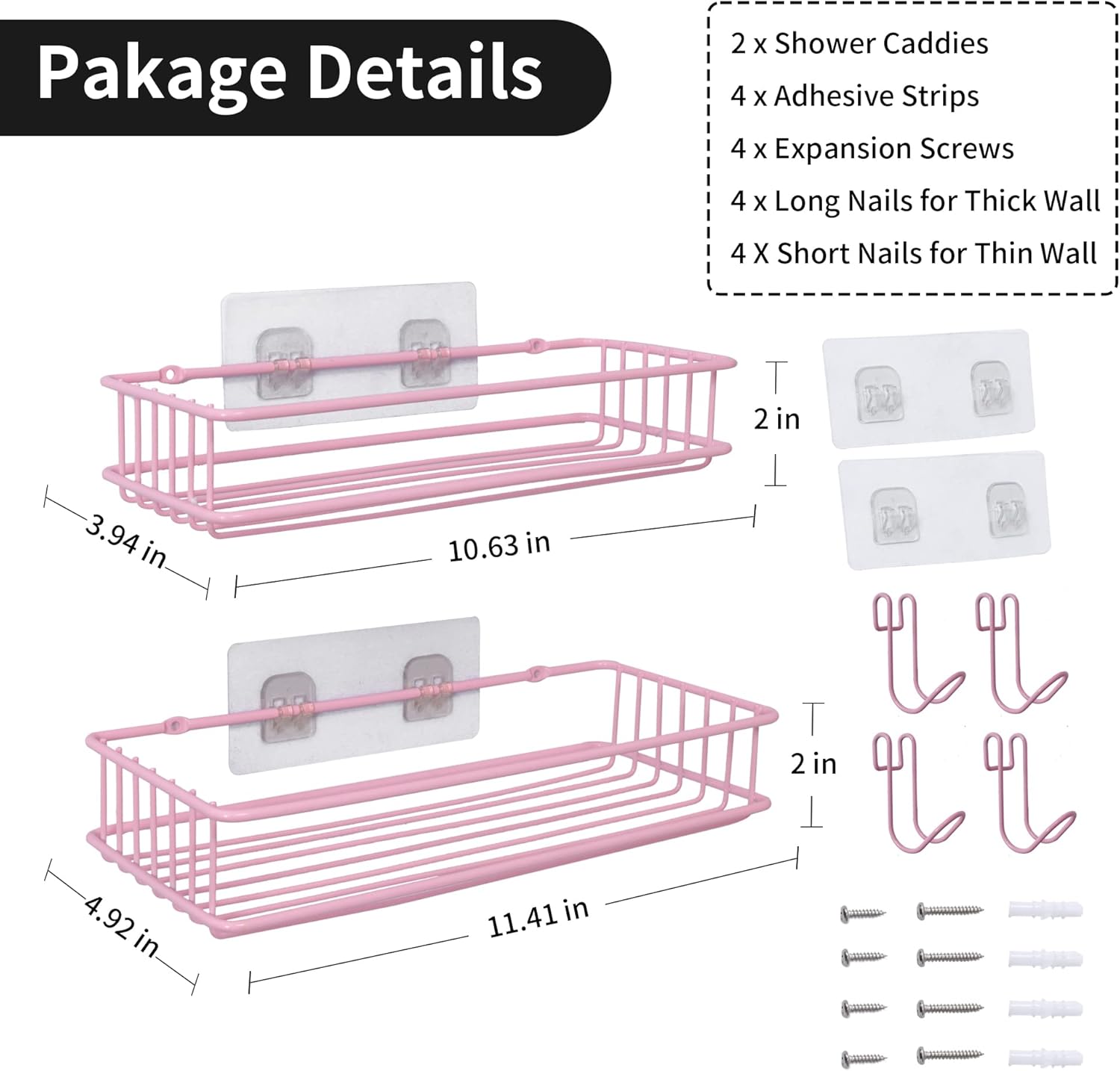 TONLEA 2-Pack Shower Caddy with Hooks Pink 1