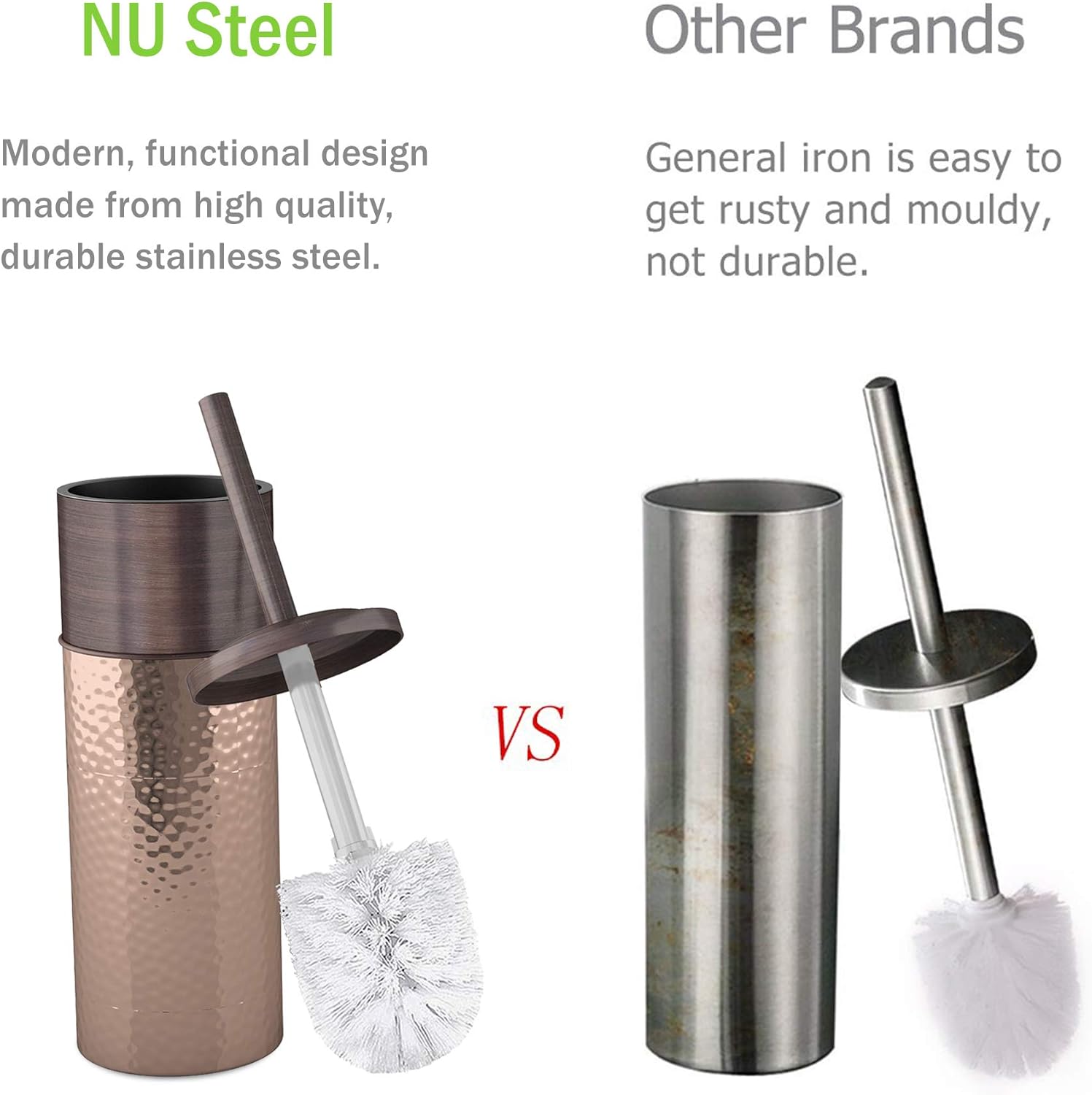Nu Steel TBH-SS542-17 Round Stainless Steel Toilet Brush Holder