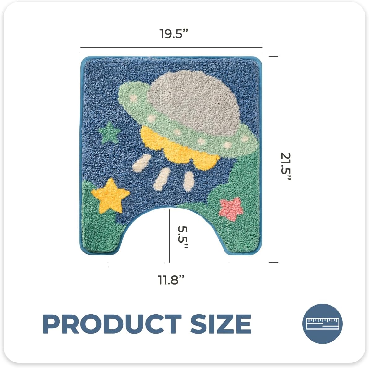 Tyrafry Cute U-Shaped Toilet Rug 20x22 Inches Non Slip Microfiber Bath Mat