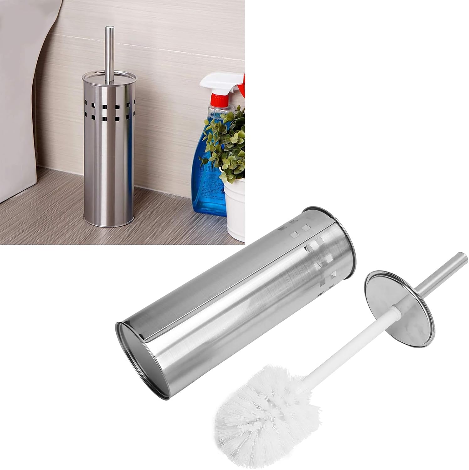 Kuuleyn Toilet Brush and Vented Holder Set