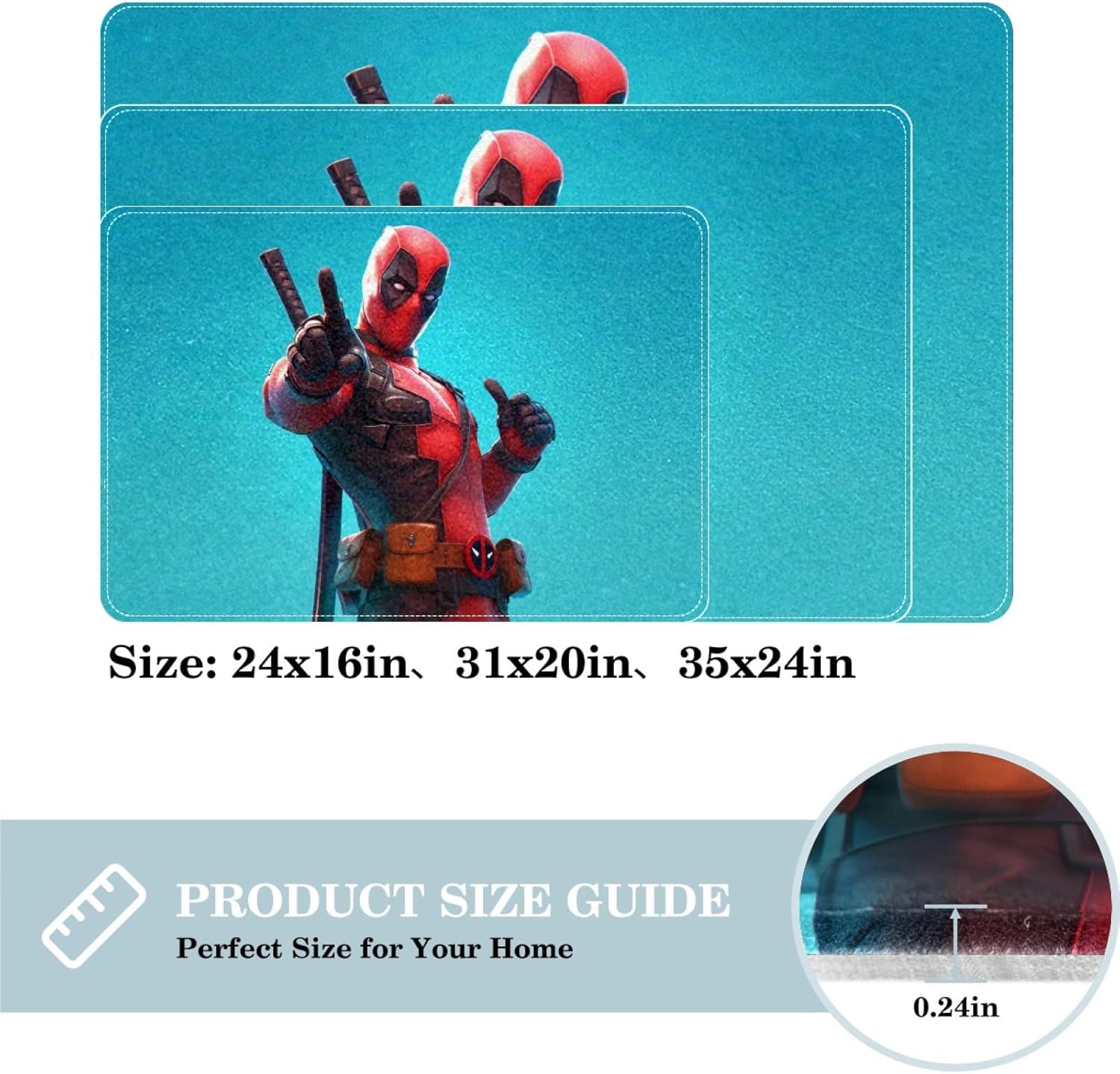 Deadpool Office Rugs - Durable Washable Floor Mat 60x40cm