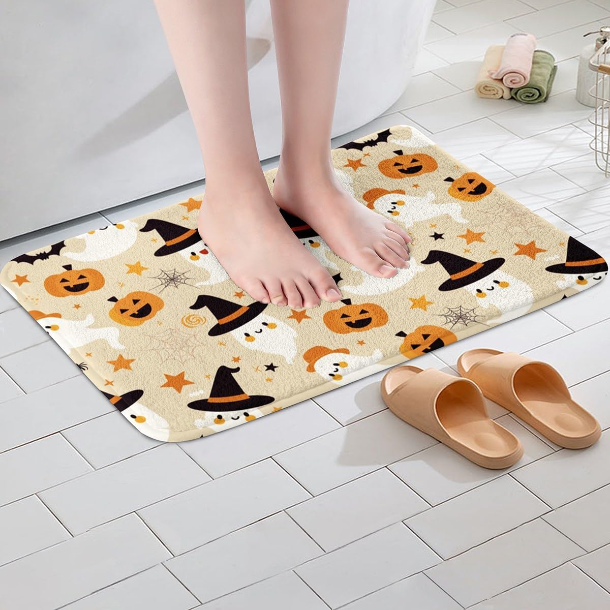jejeloiu Halloween Bath Mats 16x24 Non-Slip Shaggy
