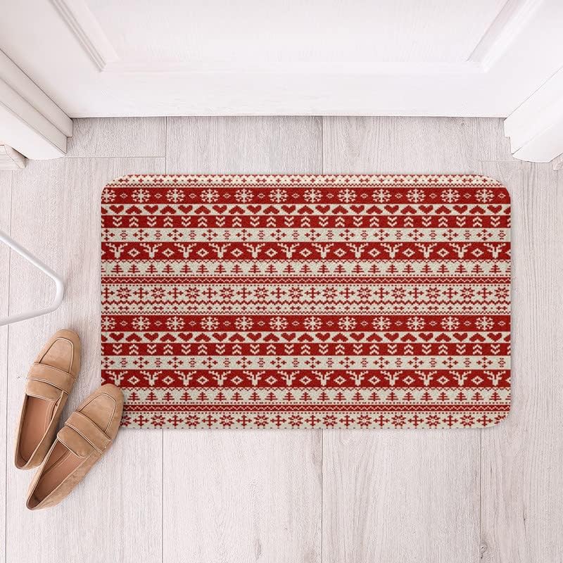 Christmas Snowflake Bath Mat 24x16 Inch Red White