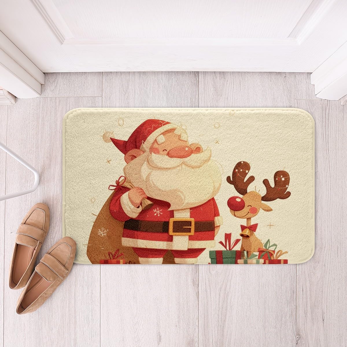 Feelyou Merry Christmas Bath Mat 16x24 Santa Claus Rug for Kids