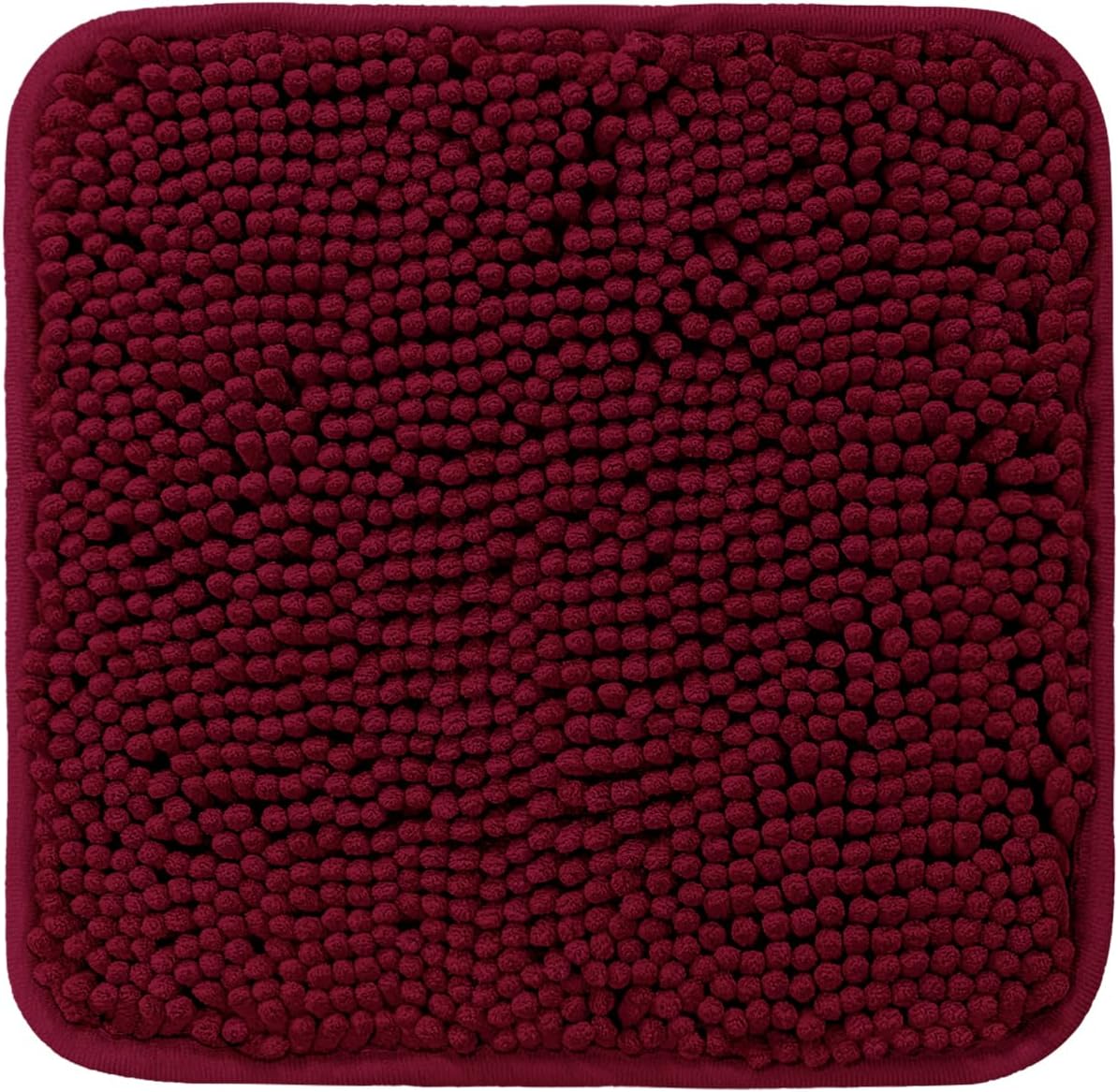 PureSwan 12x12 Small Bathroom Rug Thick Soft Chenille Non Slip Washable Absorbent Burgundy