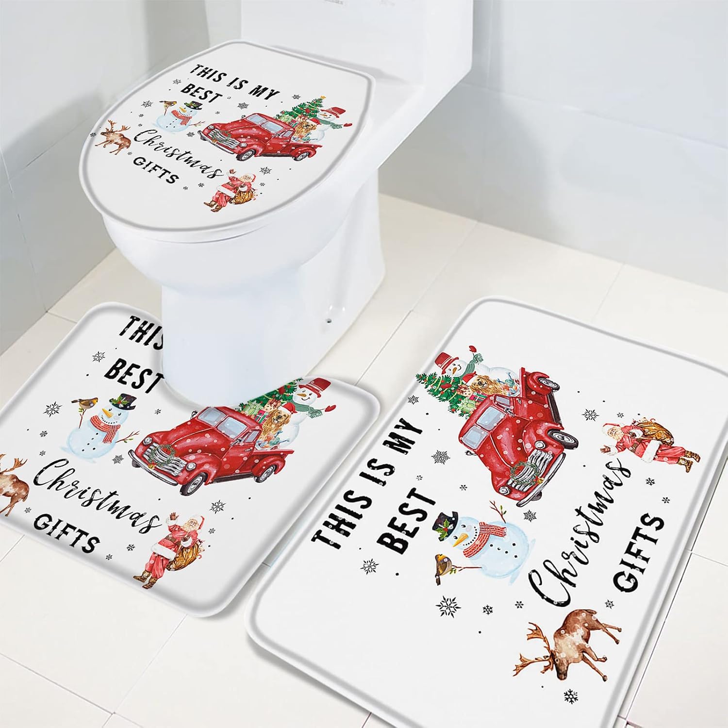 YESOF66 3 Piece Bathroom Rug Set with Non-Slip Toilet Cover 1