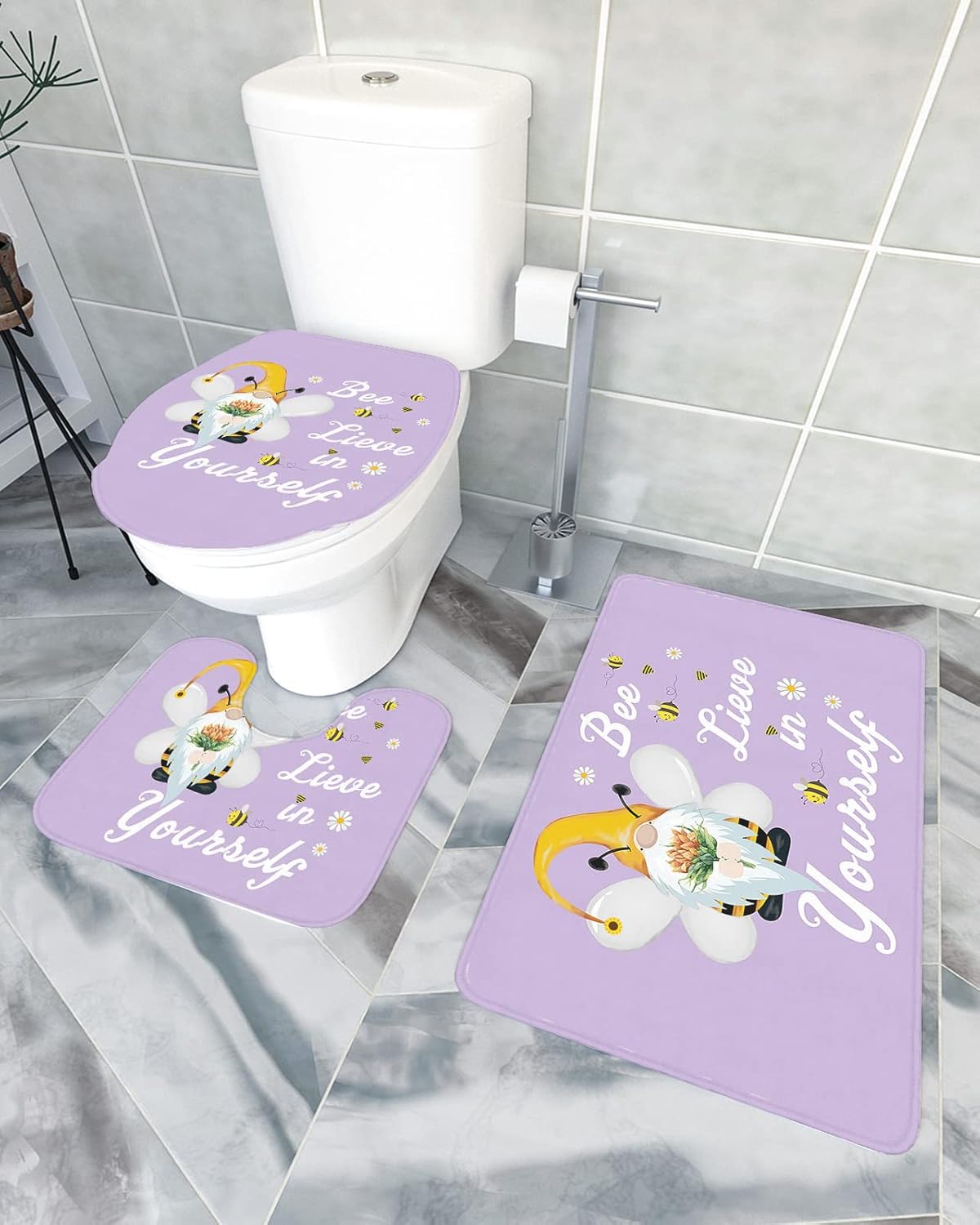 YESOF66 3 Piece Bathroom Rugs Set Non-Slip