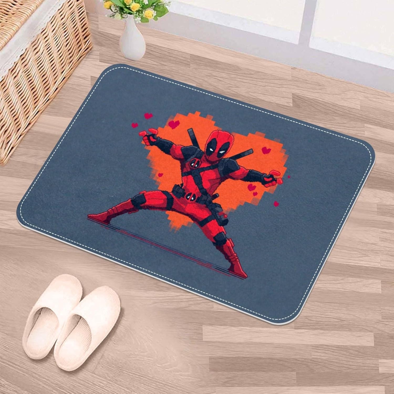 Deadpool Themed Polyester Bath Rug - Machine Washable