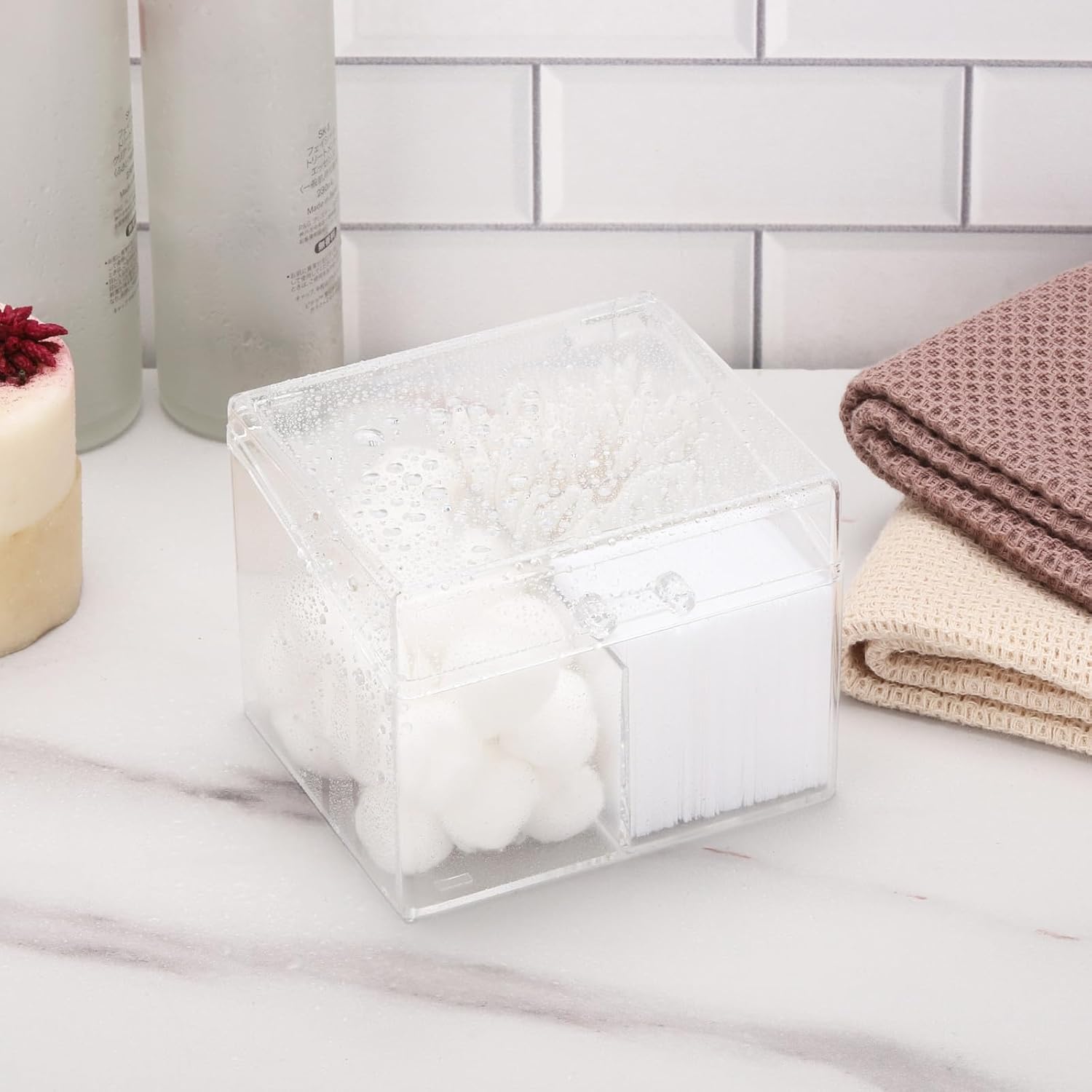 4-Grid Qtip Holder Organizer for Cotton Pads and Makeup Tools