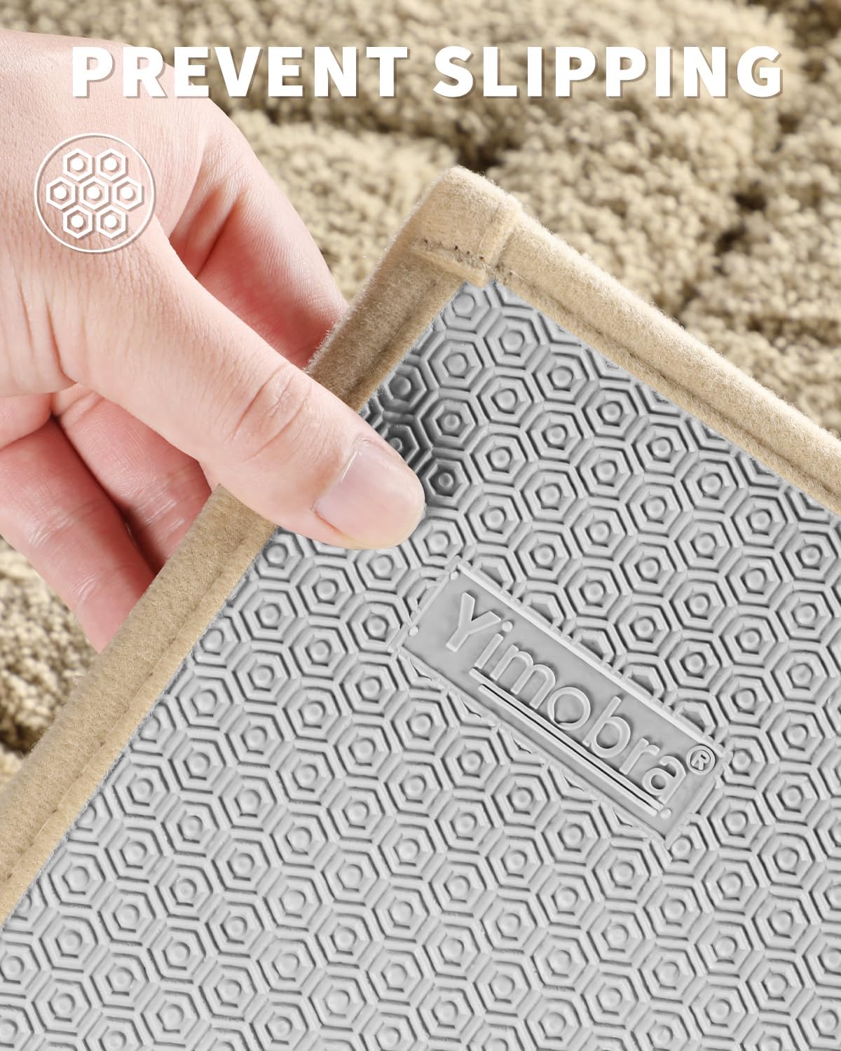 Yimobra Extra Soft Microfiber Bath Rug 36x24 Non Slip Beige