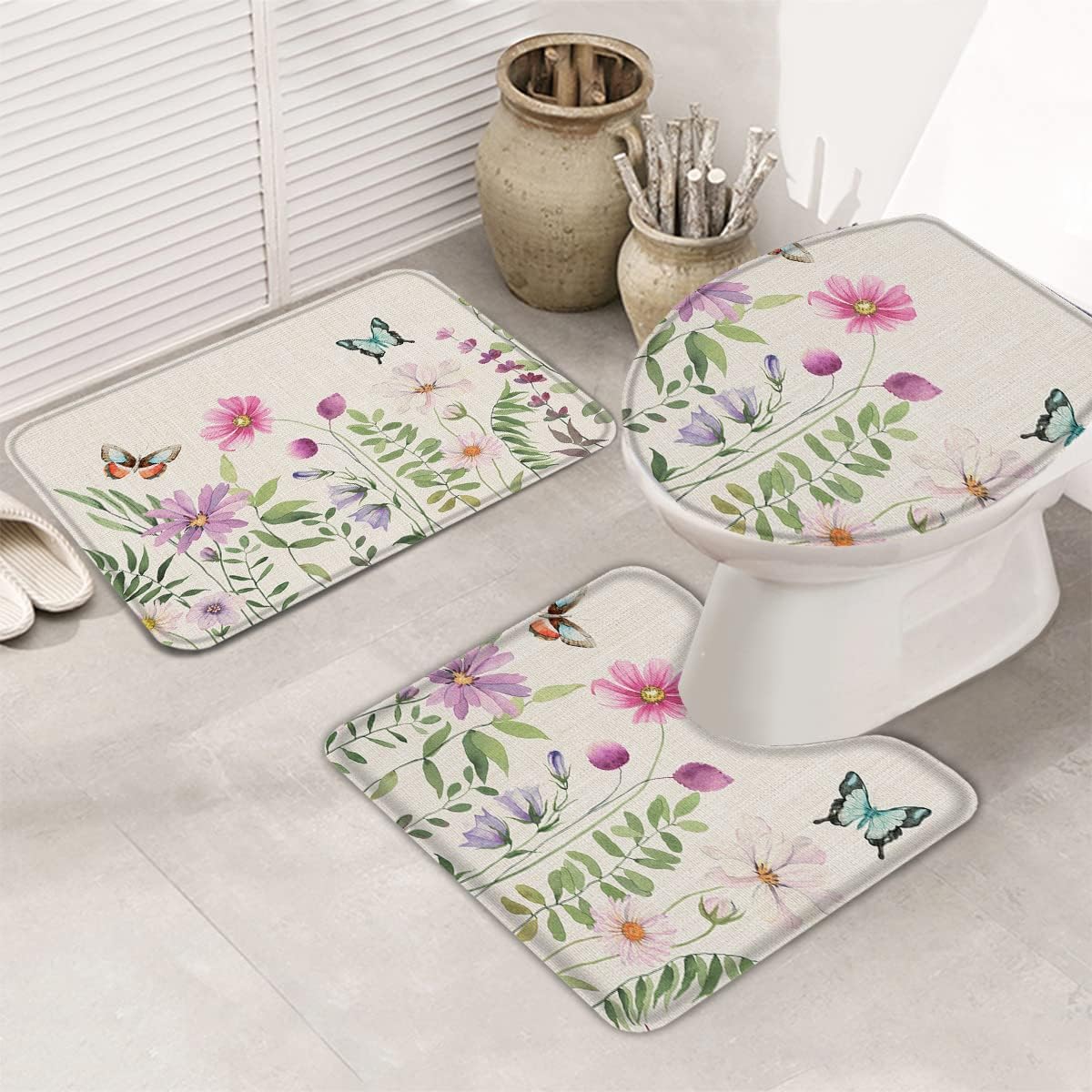 YESOF66 3 Piece Bathroom Rugs Set with Non-Slip Design 1
