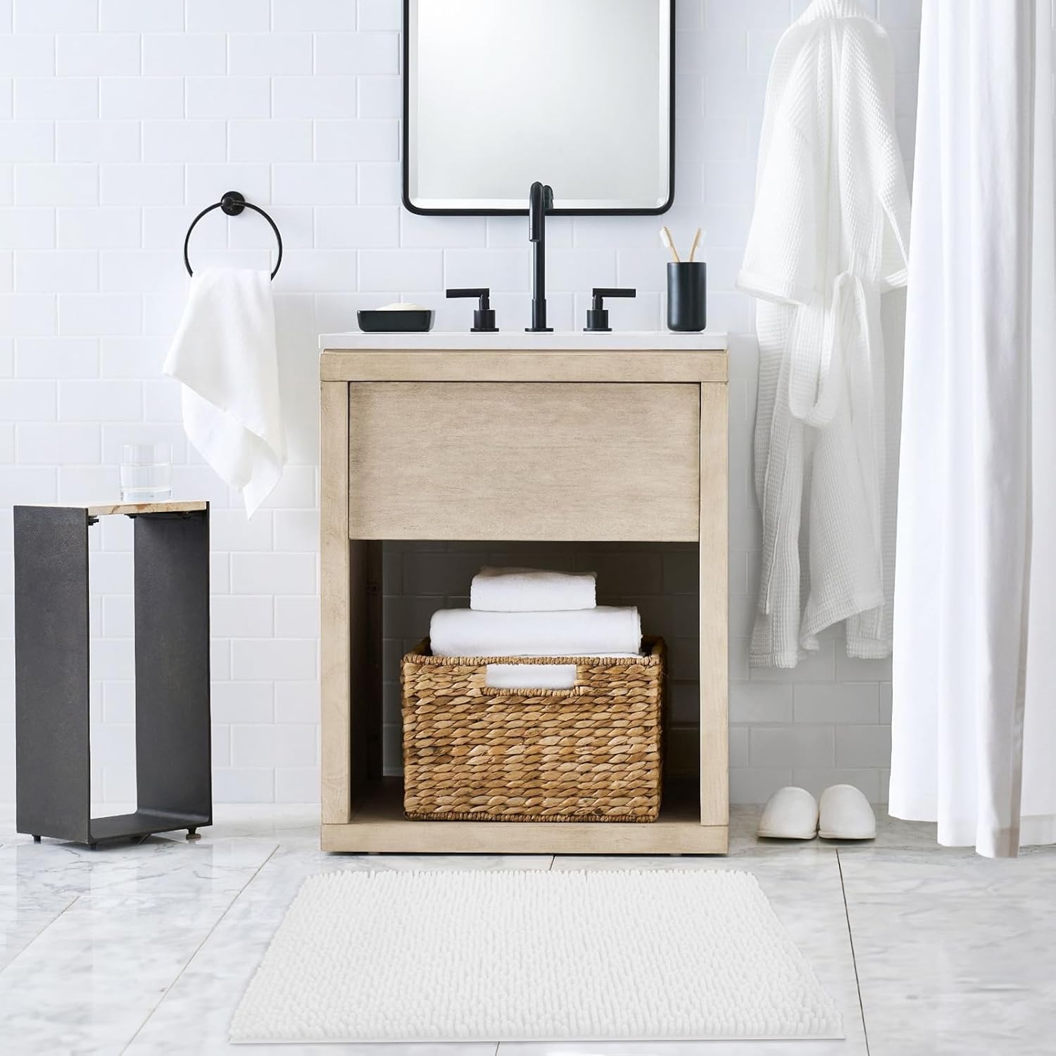 TECHMILLY 32 x 20 Chenille Bath Rug - Soft Non Slip Absorbent