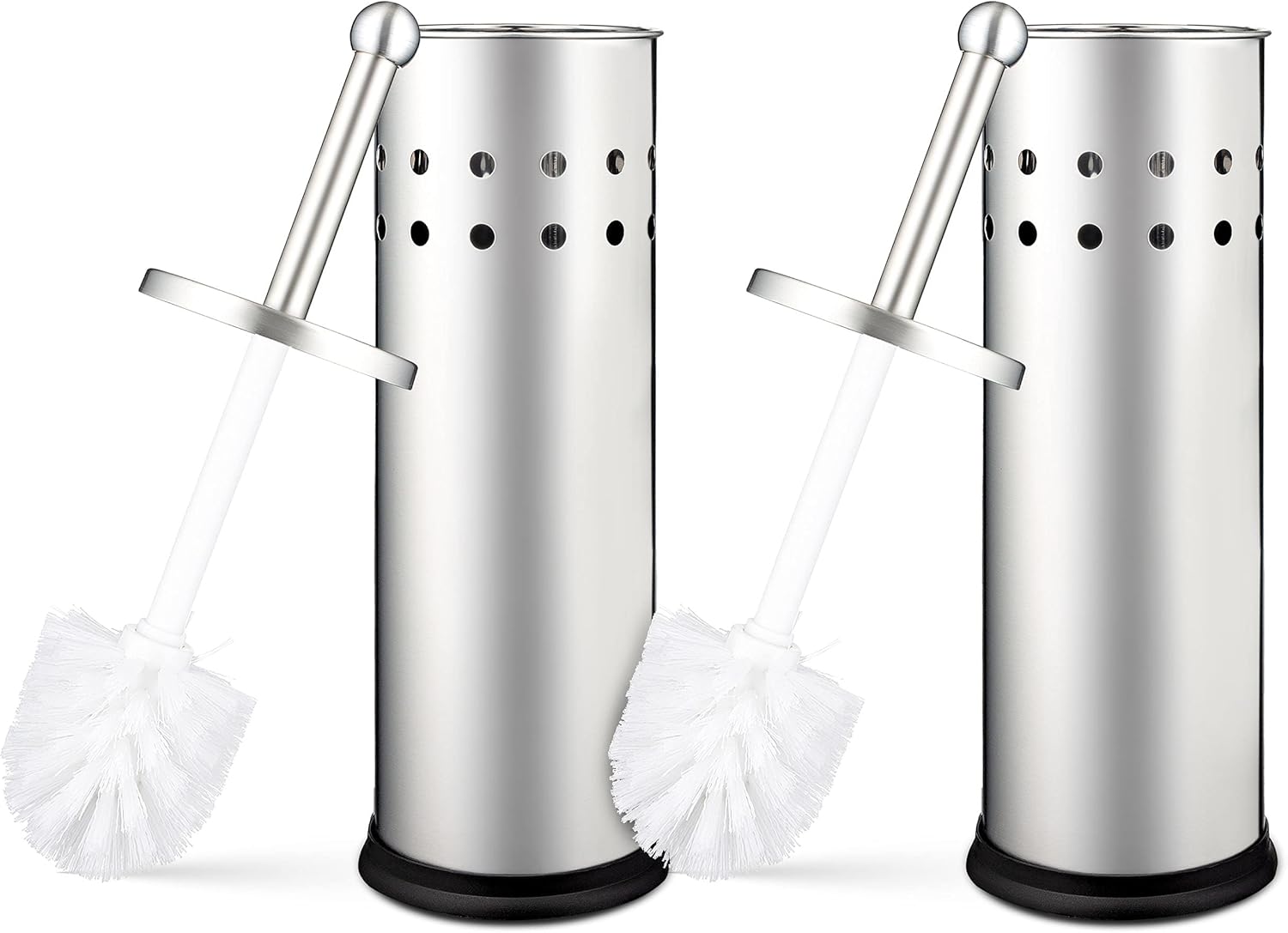 Home Intuition Modern Brushed Stainless Steel Toilet Brush Holder Set 2 Pack