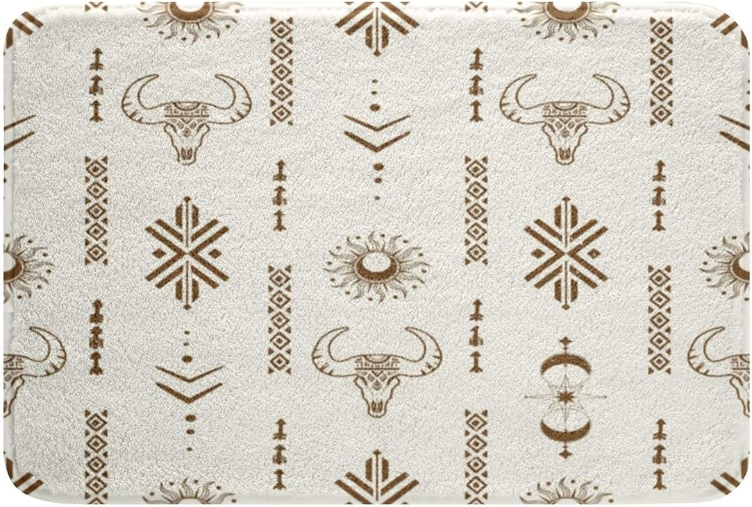 Western Aztec Bath Mats 16x24 Inch Kids Boho Tribal Bathroom Rugs