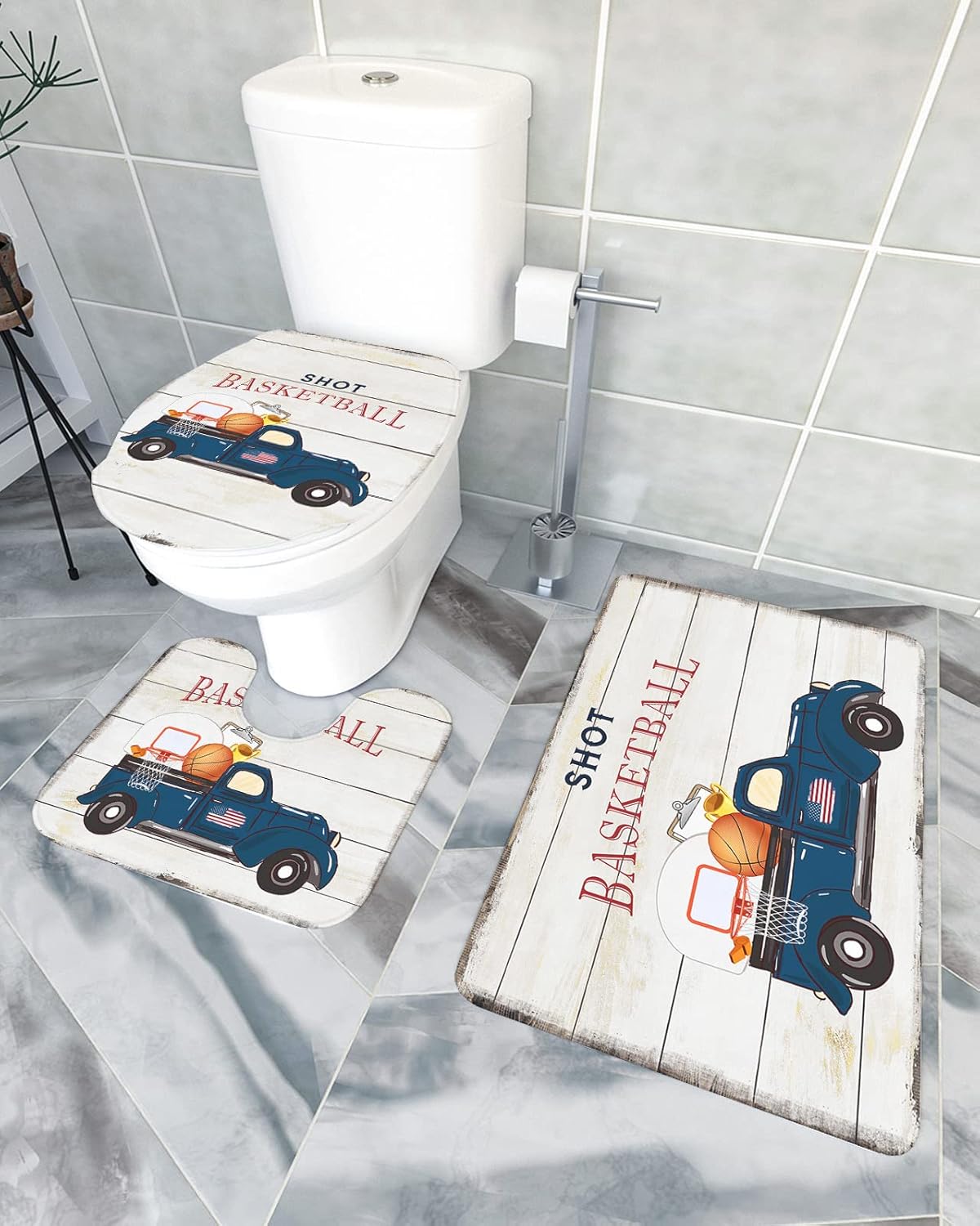 YESOF66 3 Piece Bath Rug Set with Non-Slip Backing