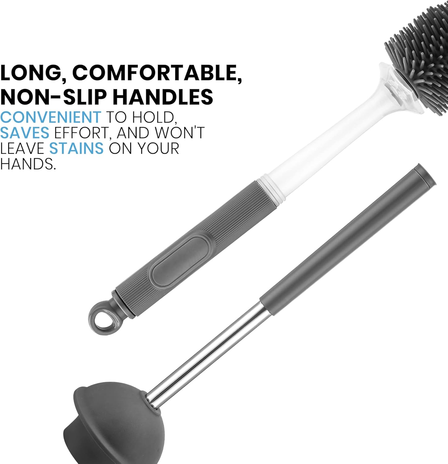 Toilet Brush Plunger Set - 2 in 1 Silicone Design