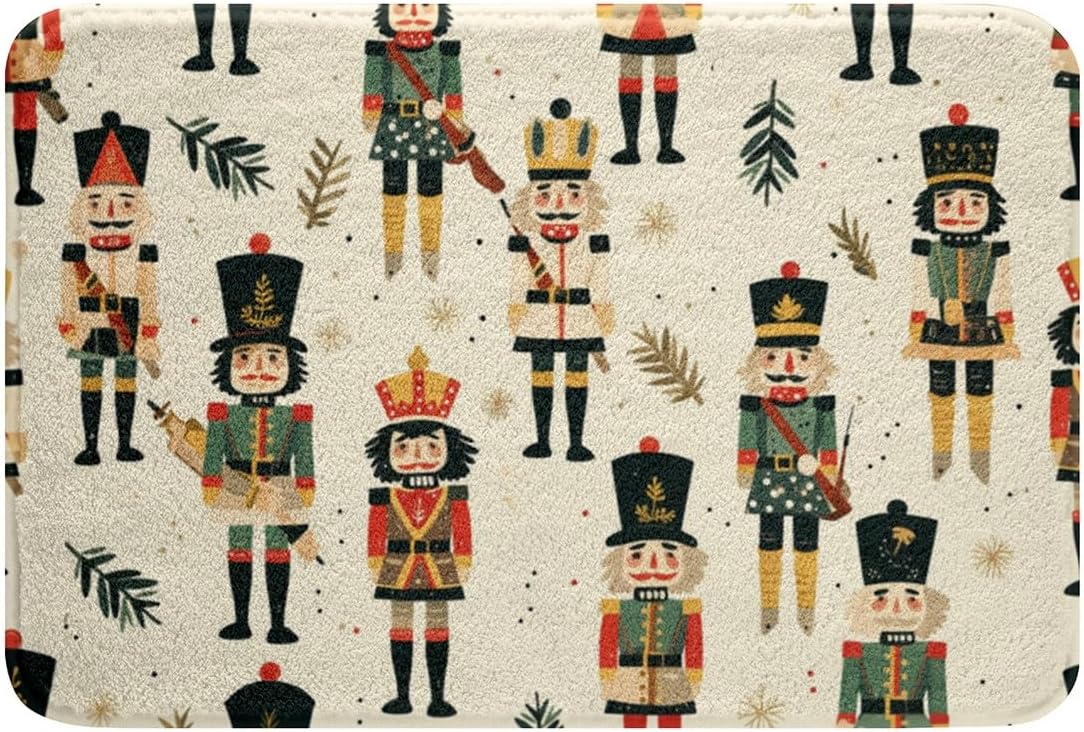Feelyou Christmas Bath Rug with Nutcracker Design 1