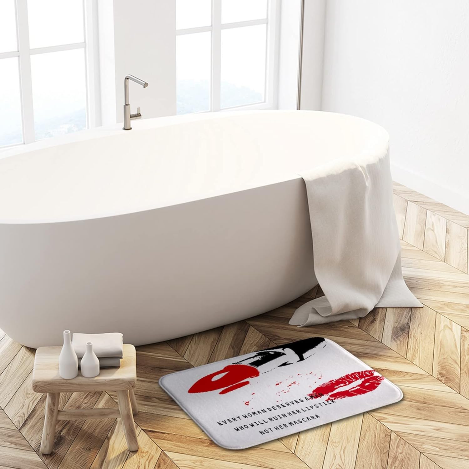 AMonamour Red Lip Print Bath Rug 40x60cm