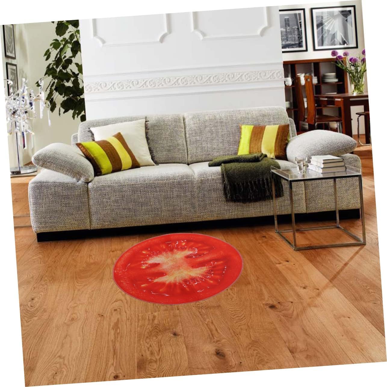 Round Non-Slip Foot Mat with Fruit Design