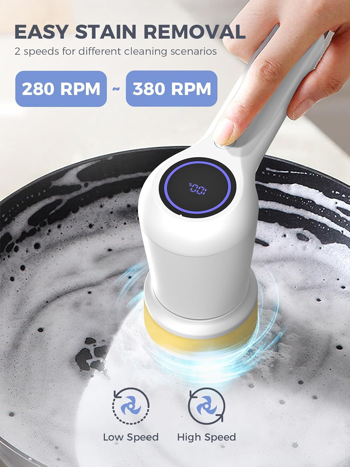 Smiling Shark Cordless Electric Spin Scrubber with LED Display 1