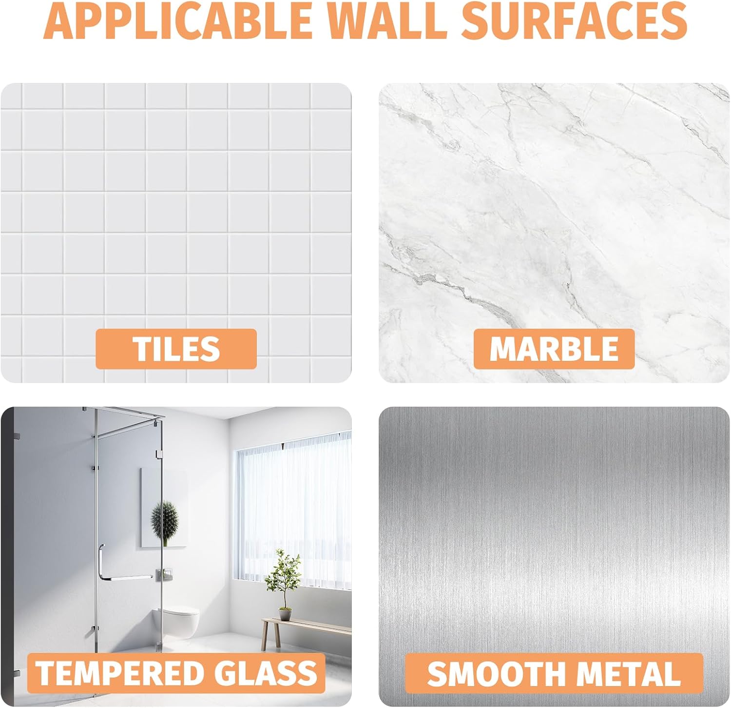 5-Pack Adhesive Shower Caddies with Rustproof Shelves
